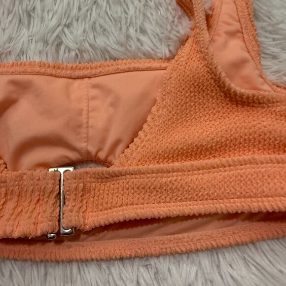 Women Xhilaration Keyhole Ribbed Adjustable Bikini Top in Orange Size Small - Picture 5 of 6